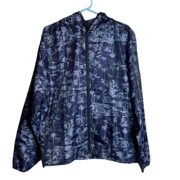 Sunrise Kingdom Palm Tree Blue Wind Breaker size Large - Picture 1 of 5